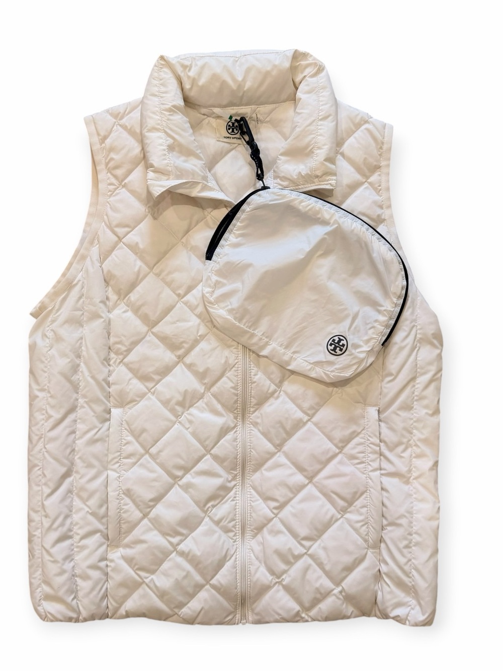 Tory Burch Tory Sport Quilted Packable Vest Ivory Cream M